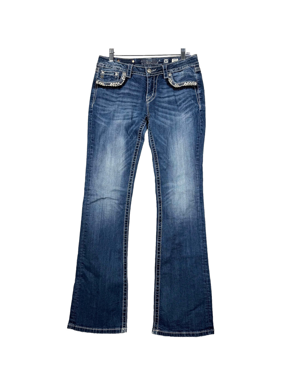 Miss Me Womens 30x32 Signature Boot Cut Embroidered Pocket Sequin Y2K